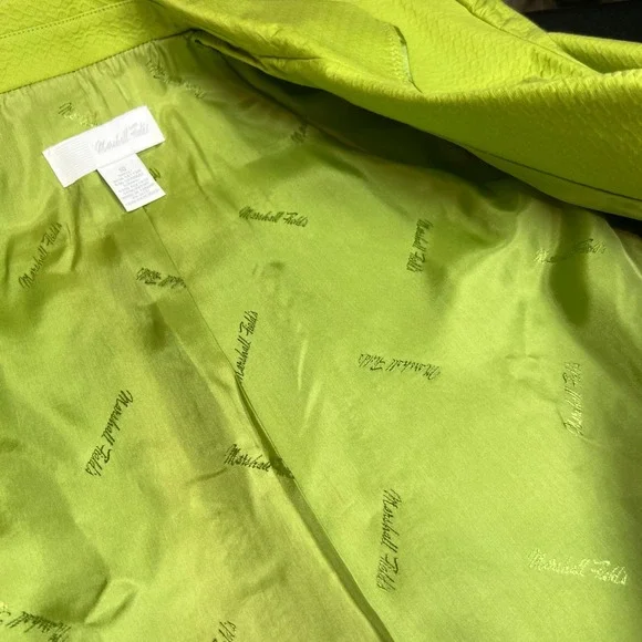 Vtg Marshall Fields Chartreuse Green Cotton Lined Blazer Jacket Women's Size 10 - Picture 3 of 10